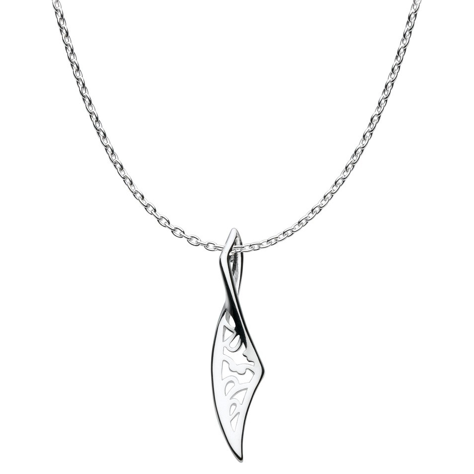 Kit Heath Sterling Silver Flourish Small Blossom Twist Drop Necklace Pendant