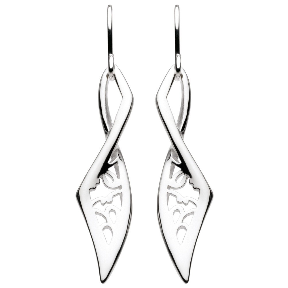 Kit Heath Sterling Silver Flourish Blossom Twist Drop Earrings