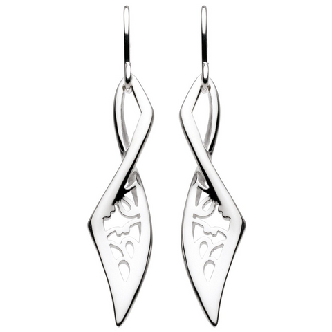 Kit Heath Sterling Silver Flourish Blossom Twist Drop Earrings