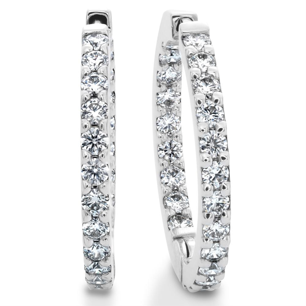 Hearts on Fire Hoopla 1.00" Diamond Inside Out Hoop Earrings 18K