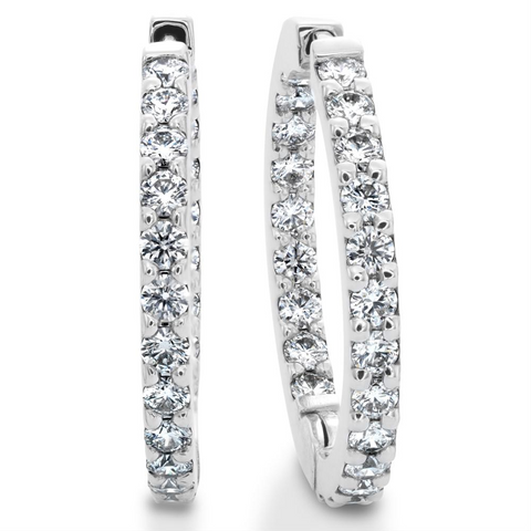 Hearts on Fire Hoopla 1.00" Diamond Inside Out Hoop Earrings 18K