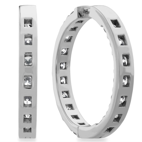 Hearts on Fire Hoopla 1.00" Diamond Inside Out Hoop Earrings 18K