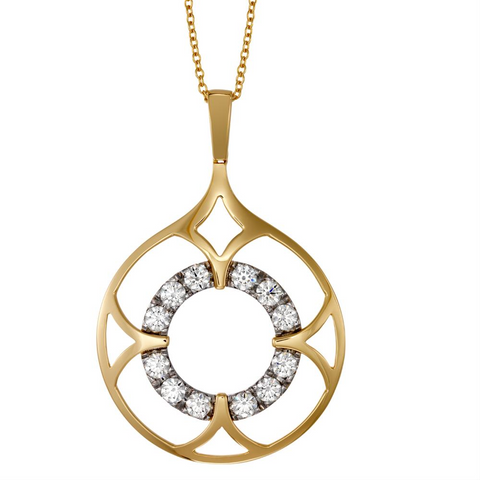 Hearts on Fire Copley Single Drop Diamond Pendant Necklace Yellow Gold & Platinum