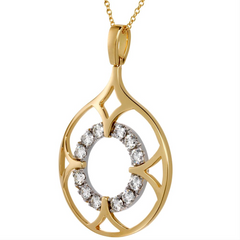 Hearts on Fire Copley Single Drop Diamond Pendant Necklace Yellow Gold & Platinum