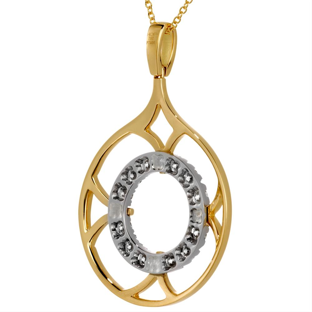 Hearts on Fire Copley Single Drop Diamond Pendant Necklace Yellow Gold & Platinum
