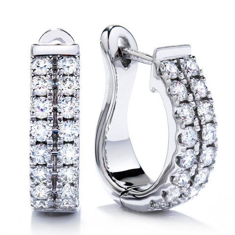 Hearts on Fire Classic Double Row Diamond Hoop Earrings 18K