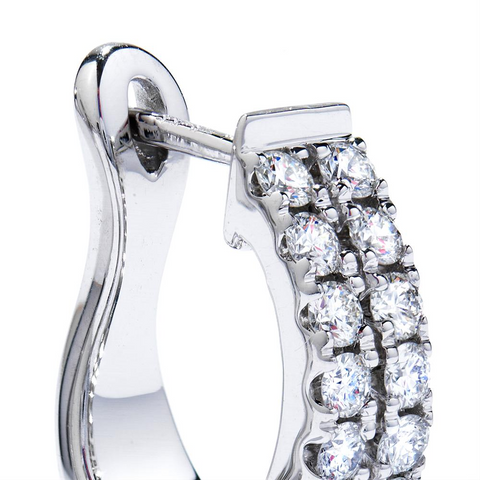 Hearts on Fire Classic Double Row Diamond Hoop Earrings 18K