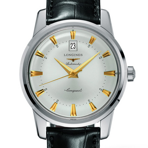 Longines Conquest Heritage Mens Automatic watch Stainless Steel with Alligator Strap 40mm L16454754