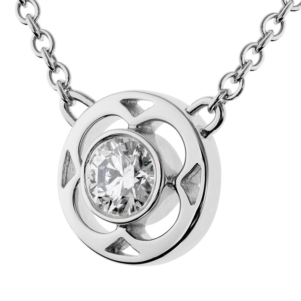 Hearts on Fire Copley Single Diamond Bezel Set Pendant Necklace 18K