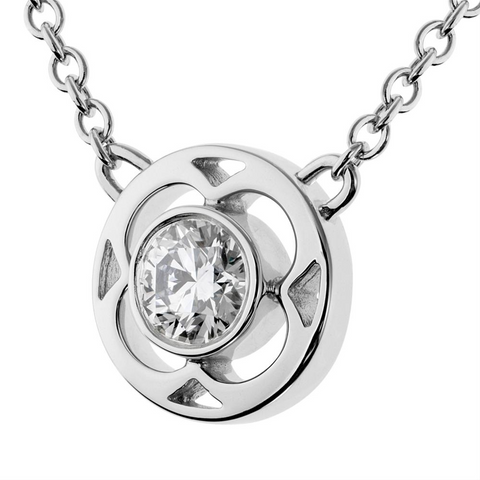 Hearts on Fire Copley Single Diamond Bezel Set Pendant Necklace 18K