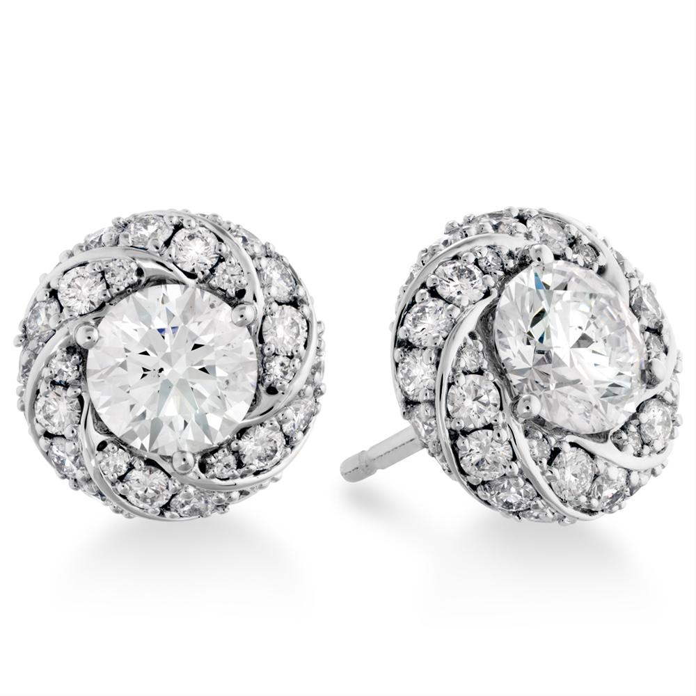 Hearts on Fire Atlantico Pave Diamond Stud Round Halo Earrings