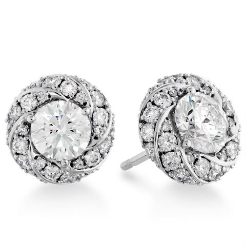 Hearts on Fire Atlantico Pave Diamond Stud Round Halo Earrings