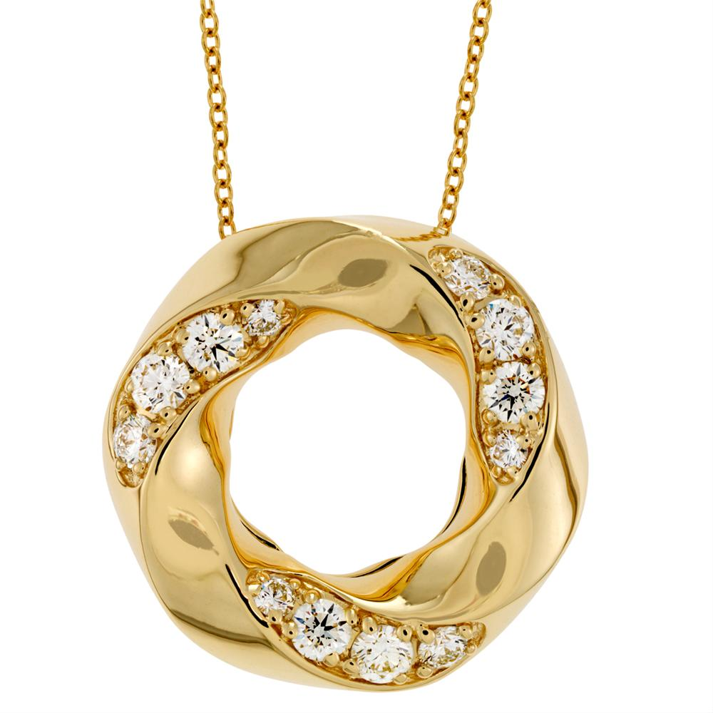 Hearts on Fire Diamond Atlantico Yellow Gold Circle Pendant Necklace