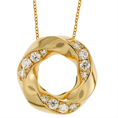 Hearts on Fire Diamond Atlantico Yellow Gold Circle Pendant Necklace