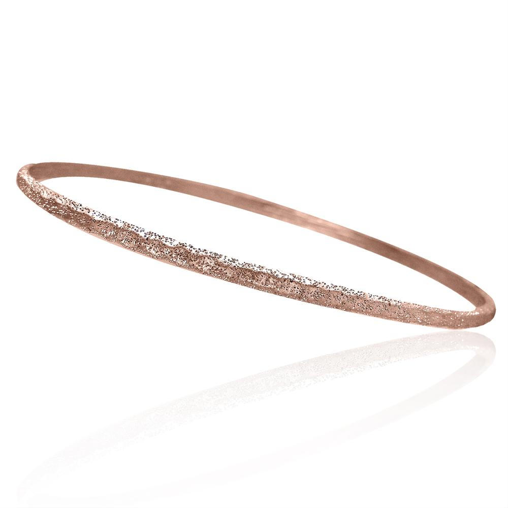 Charles Garnier Lek Slim Stackable Oval Silver Bangle Rose Gold Finish