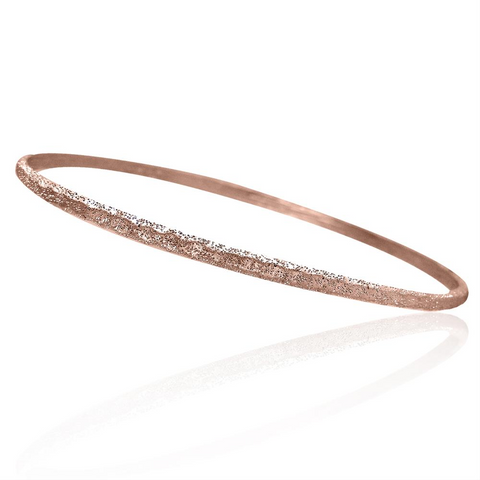 Charles Garnier Lek Slim Stackable Oval Silver Bangle Rose Gold Finish