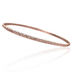 Charles Garnier Lek Slim Stackable Oval Silver Bangle Rose Gold Finish