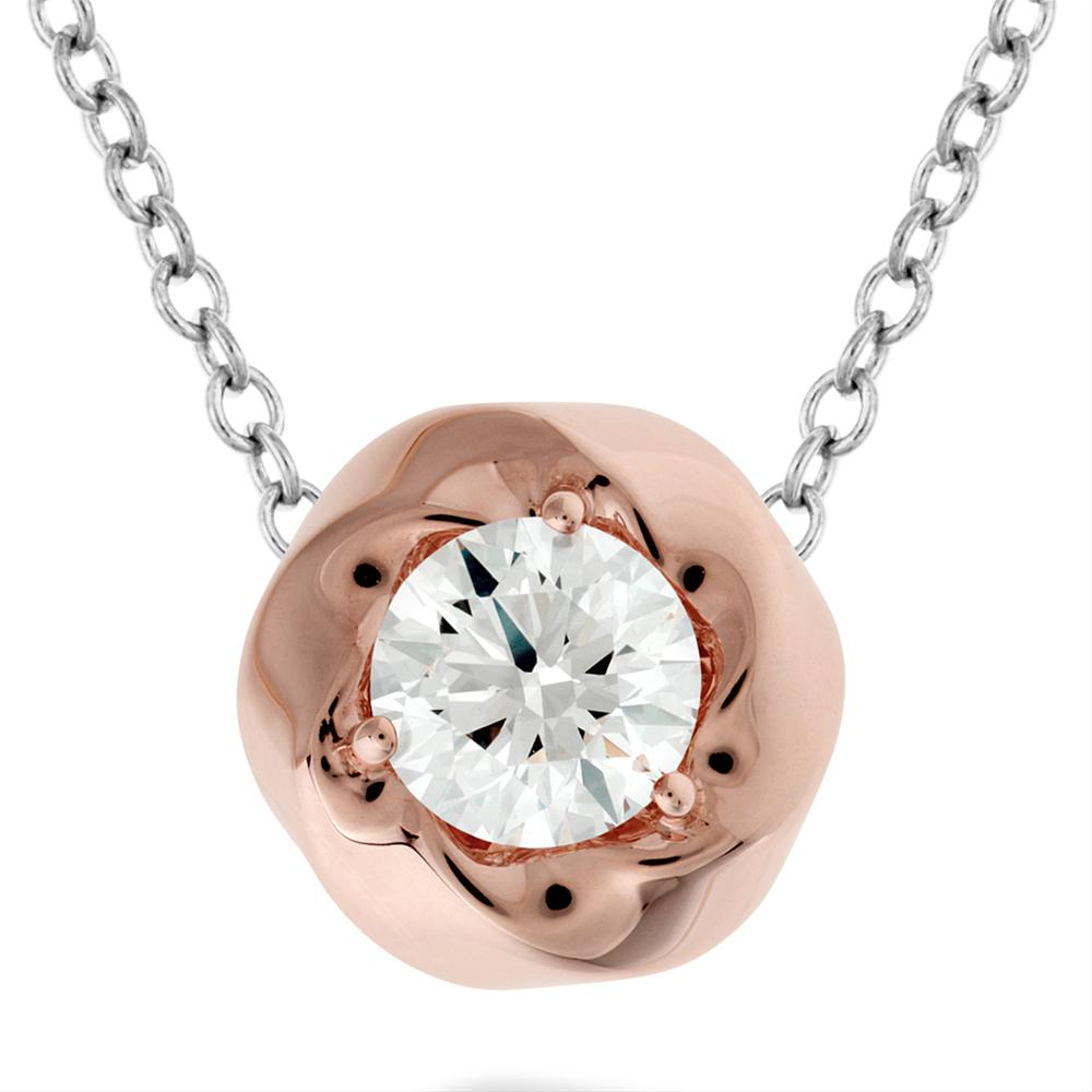 Hearts on Fire Atlantico Flower Rose Gold Single Diamond Pendant Necklace