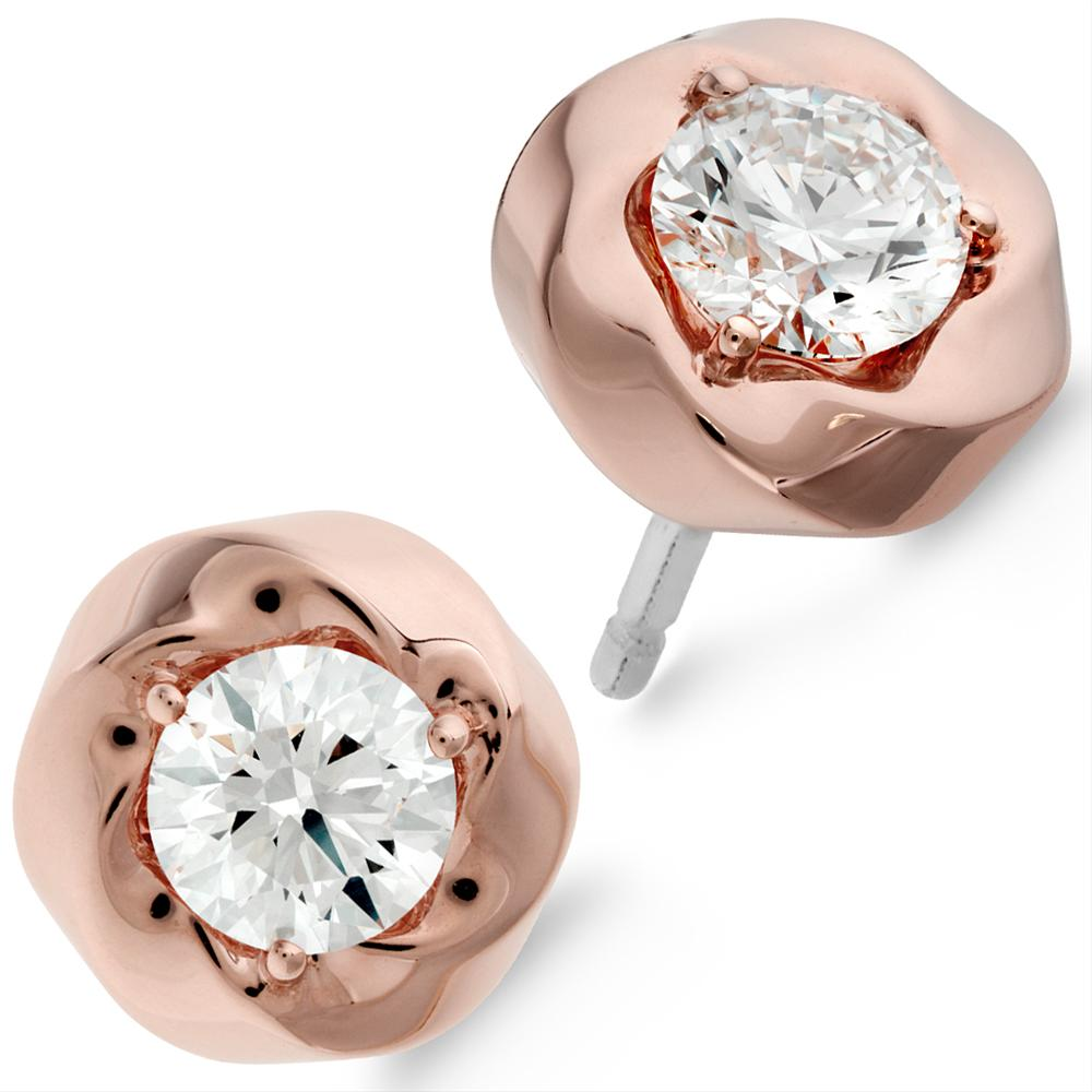 Hearts on Fire Atlantico Single Diamond Stud Earrings Rose Gold 18K