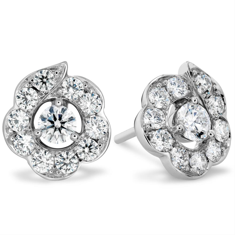 Hearts On Fire Lorelei Bloom Diamond Stud Earrings 18K White Gold .95cts