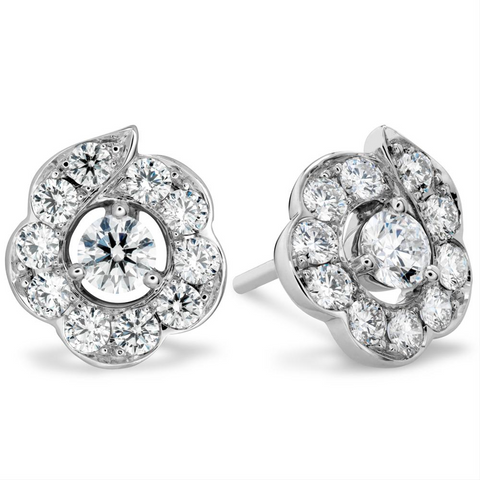 Hearts On Fire Lorelei Bloom Diamond Stud Earrings 18K White Gold .95cts