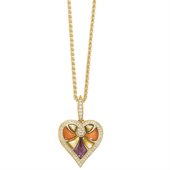 Kabana Mixed Spiny Oyster and Mother of Pearl Diamond Heart Pendant Necklace GPCF314MMS2