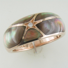 Kabana Black Mother of Pearl Inlay Ring in 14K Rose Gold
