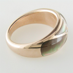 Kabana Black Mother of Pearl Inlay Ring in 14K Rose Gold