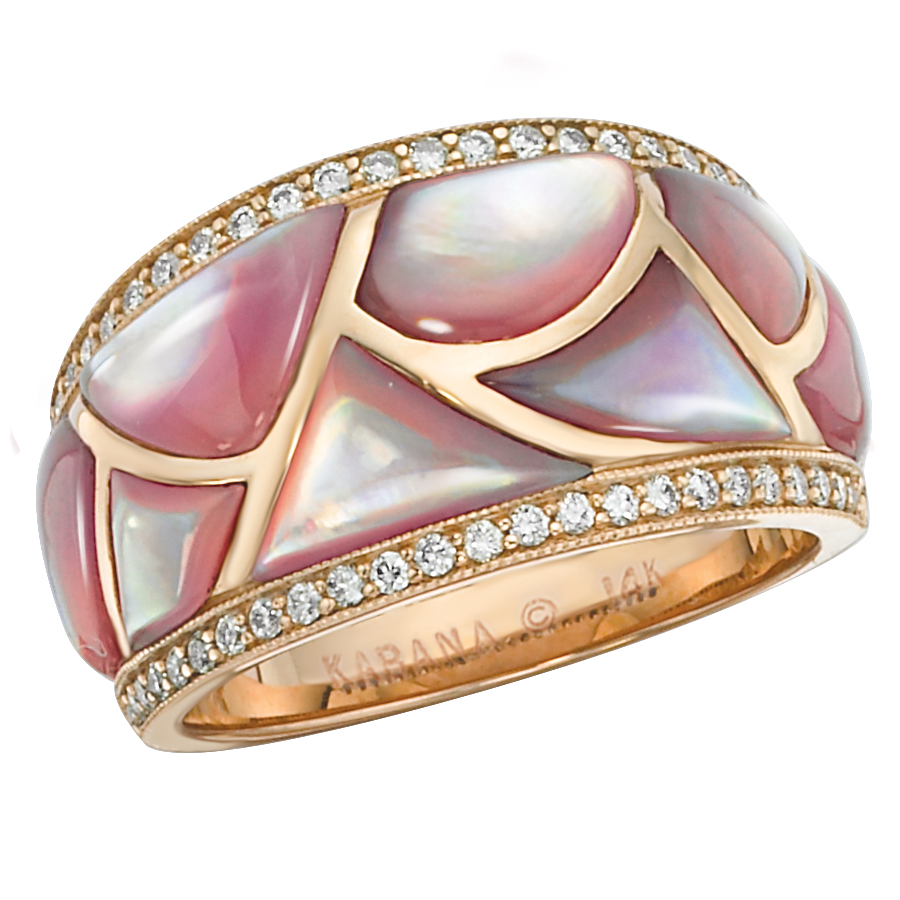 Kabana Pink Mother of Pearl and Rose Gold Diamond Ring NRIF410MP