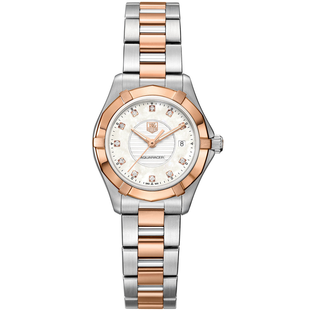 TAG Heuer Aquaracer Diamond Dial 27mm Rose Gold Steel Watch WAP1451.BD0837