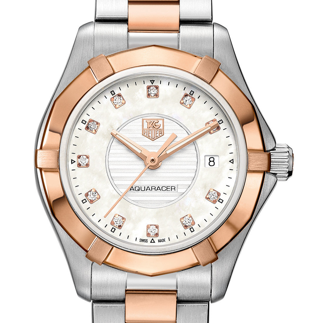 TAG Heuer Aquaracer Diamond Dial 27mm Rose Gold Steel Watch WAP1451.BD0837