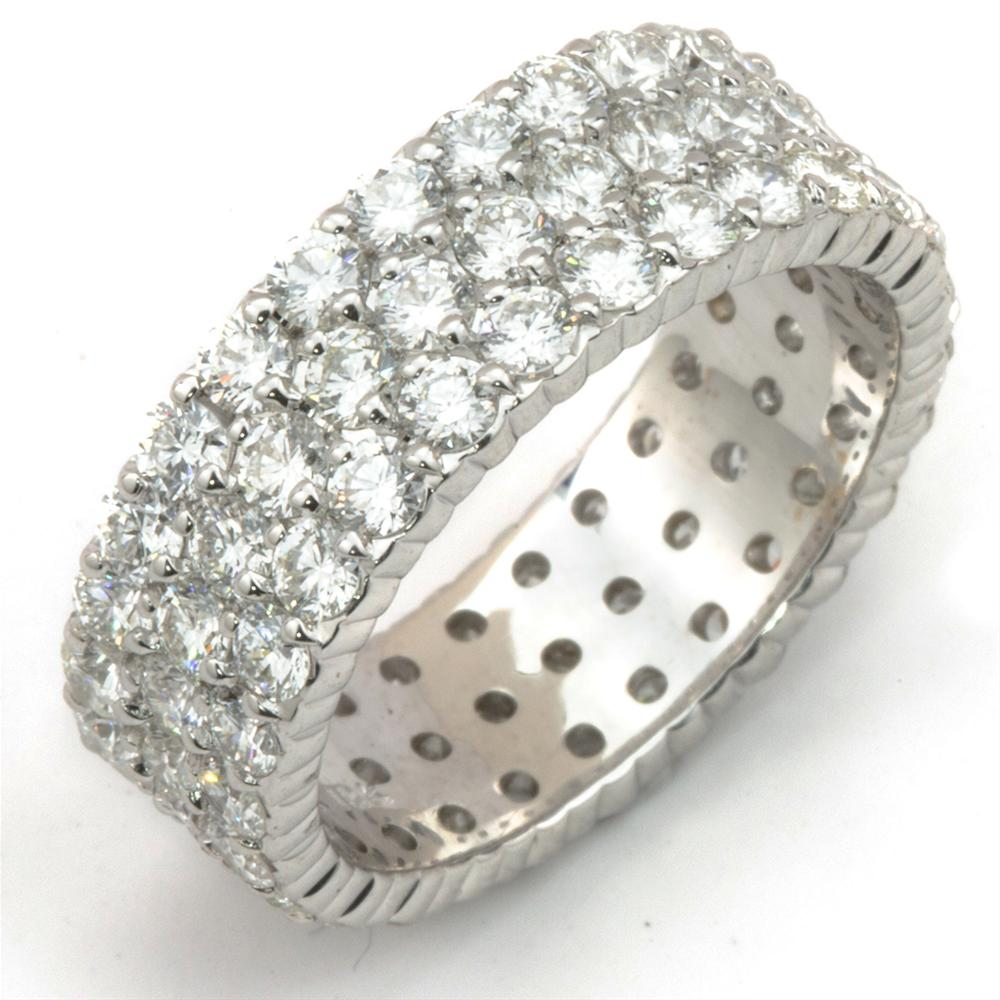 Memoire Paramount Three Row Diamond Eternity Band Ring 18K White Gold