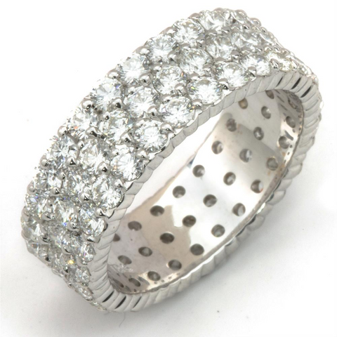 Memoire Paramount Three Row Diamond Eternity Band Ring 18K White Gold