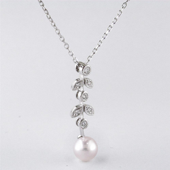 Mikimoto Akoya 6.5mm Pearl and Diamond Necklace in 18K White Gold 18"