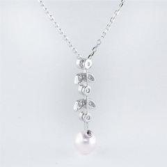 Mikimoto Akoya 6.5mm Pearl and Diamond Necklace in 18K White Gold 18"