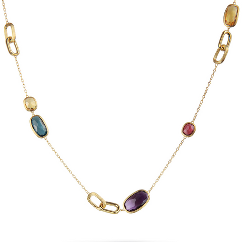 Marco Bicego Murano Mixed Gemstone Necklace 18K Yellow Gold CB1668 MIX300