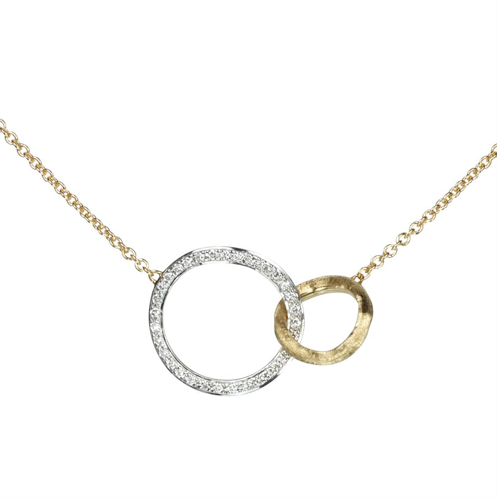 Marco Bicego Jaipur Diamond Circle Link Yellow & White Gold Necklace CB1675