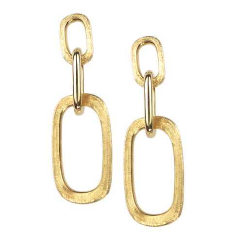 Marco Bicego Murano Open Rectangle Link Dangle Drop Earrings 18K OB1270