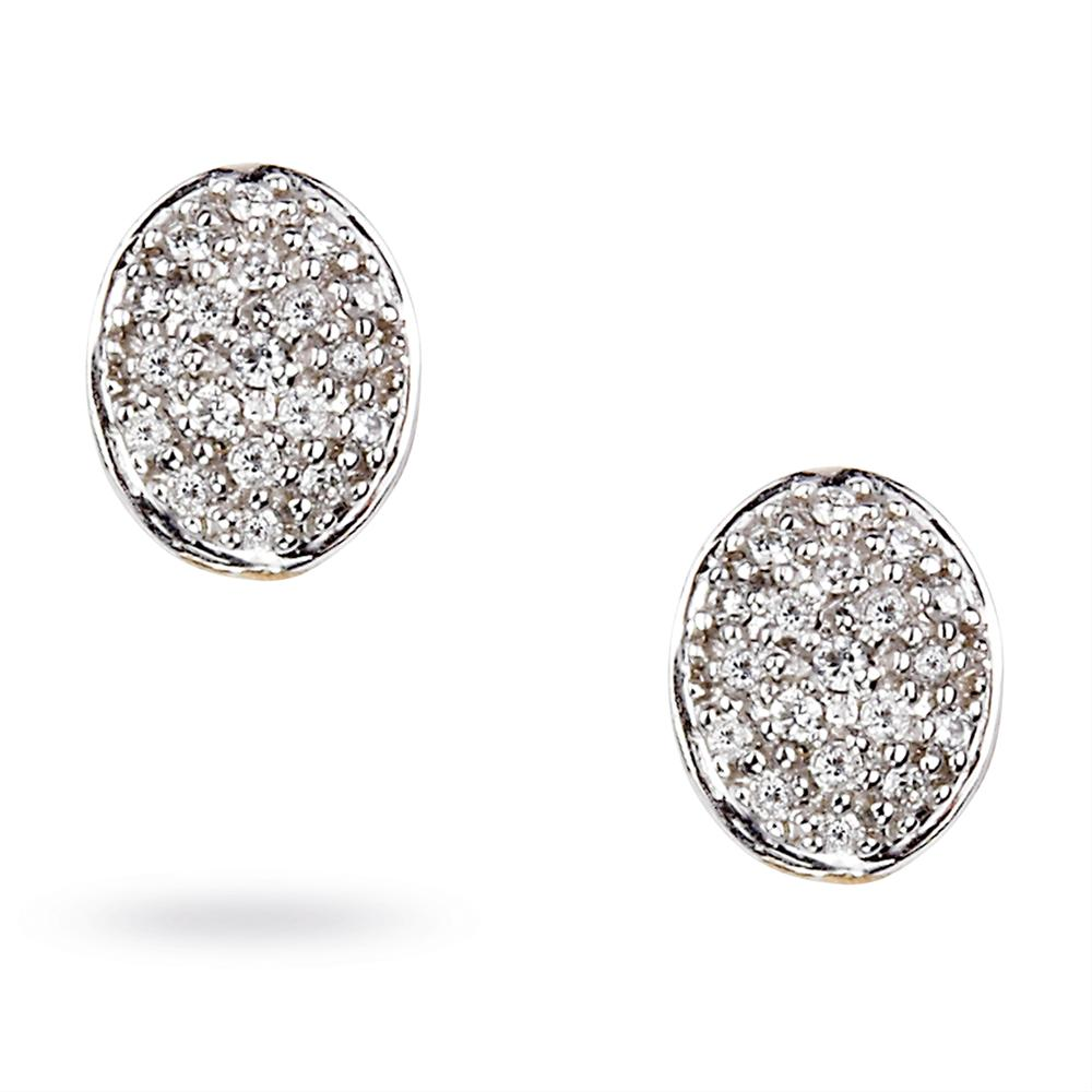Marco Bicego Siviglia Oval Diamond Button Stud Earrings Large OB620-B1