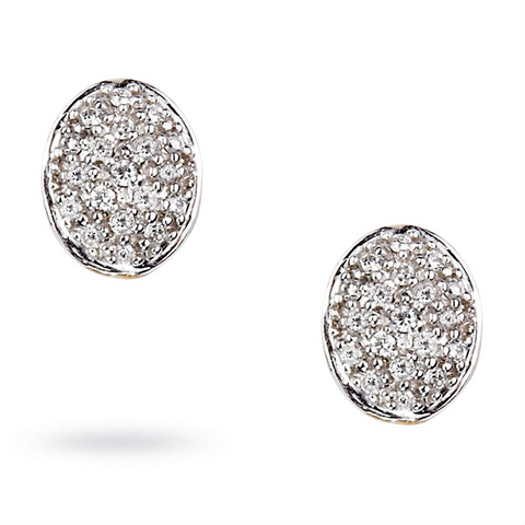 Marco Bicego Siviglia Oval Diamond Button Stud Earrings Large OB620-B1