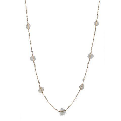 Dana Kellin Tablet Diamond Yellow Gold Spun Wire Cable Chain Necklace 18"