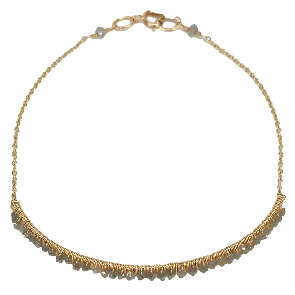 Dana Kellin Brown Diamond Yellow Gold Spun Wire Bracelet