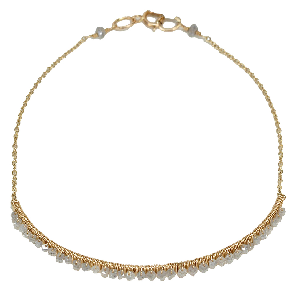 Dana Kellin Grey Diamond Yellow Gold Spun Wire Bracelet