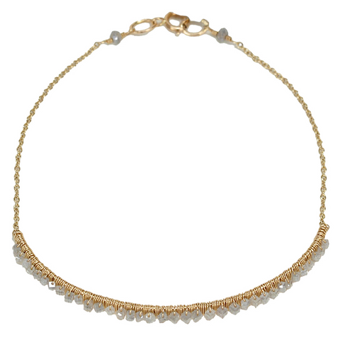 Dana Kellin Grey Diamond Yellow Gold Spun Wire Bracelet