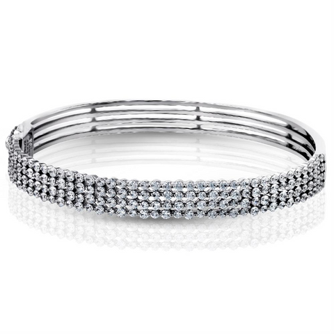 Simon G. Four Row Diamond Tennis Bracelet Bangle 3.74 Carats MB1449
