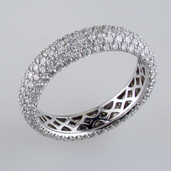 Five Row Diamond Eternity Anniversary Band Ring Prong Set 18K White Gold 2.23 carats