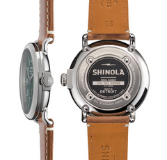 Shinola Gents 41mm Runwell Green Dial Maple Aniline Leather Watch 10000026