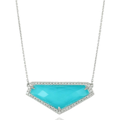 Doves "St. Barth's Blue" Triangle Turquoise & White Topaz Pendant Necklace with Diamonds