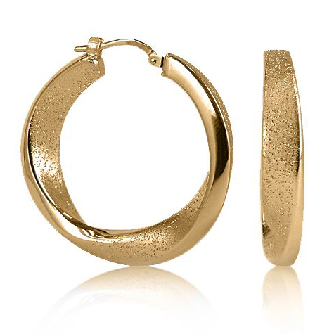 Charles Garnier Laura 30mm Twisted Hoop Silver Earrings Yellow Finish