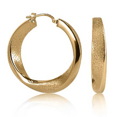 Charles Garnier Laura 30mm Twisted Hoop Silver Earrings Yellow Finish